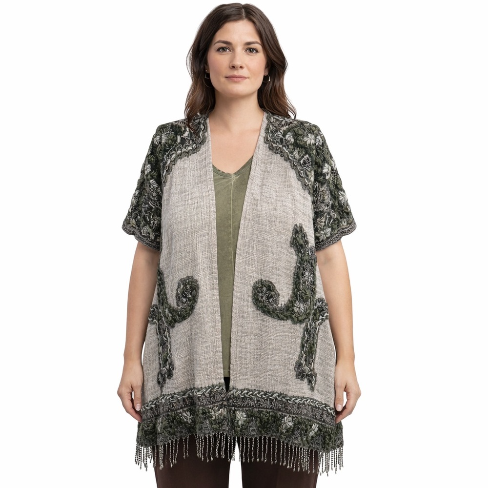 Paparazzi By Biz Wool Blend Embellished Open Front Cardigan Size M/